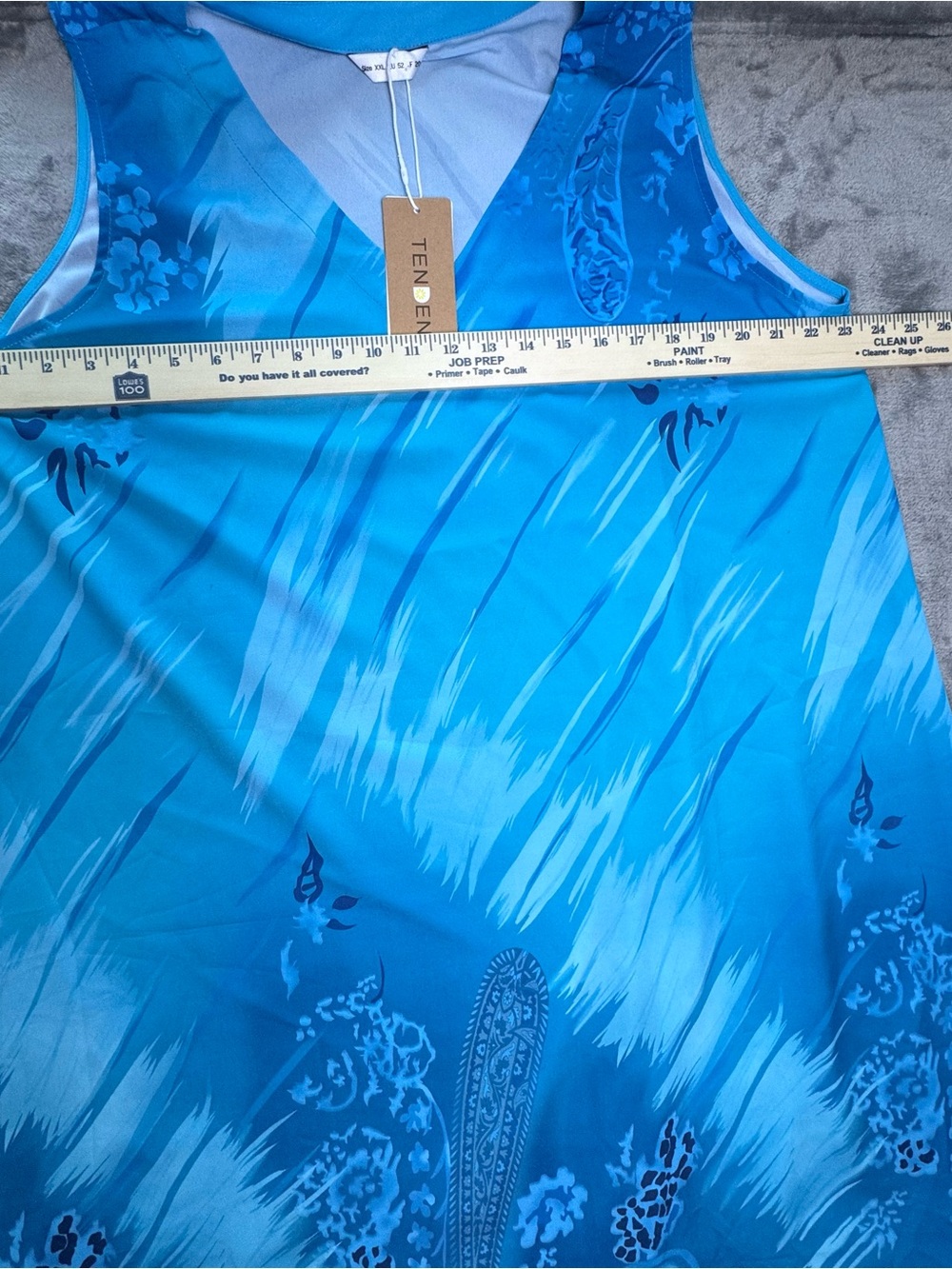 Tendency Blue Abstract Paisley Sleeveless Shift Dress XXL Boho Style - Picture 5 of 8